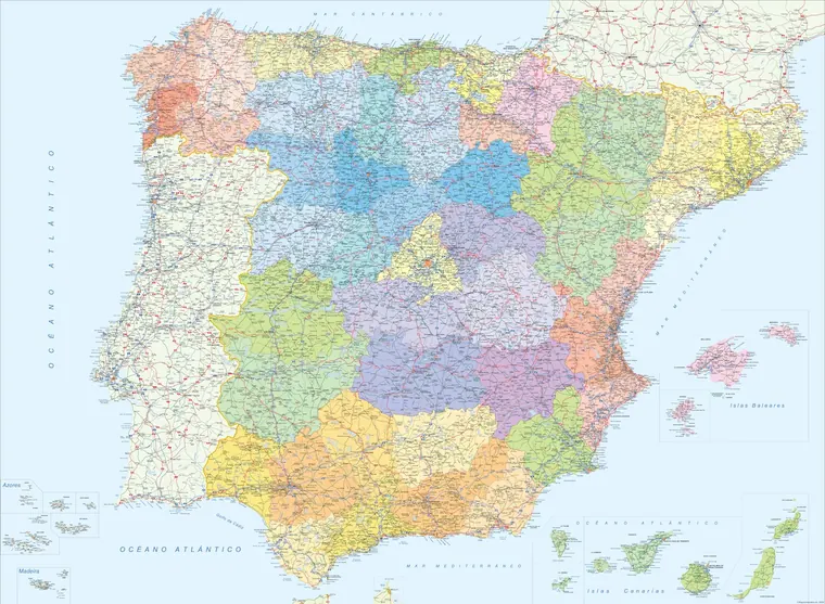 Mapa de España plastificado 100 x 140 cm en oferta