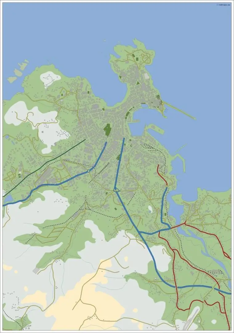 Mapa del área metropolitana de A Coruña — mudo