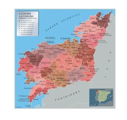 Mapa de municipios de A Coruña — con nombres
