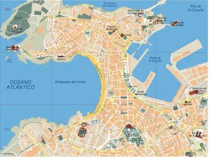 Plano vectorial de A Coruña — con calles