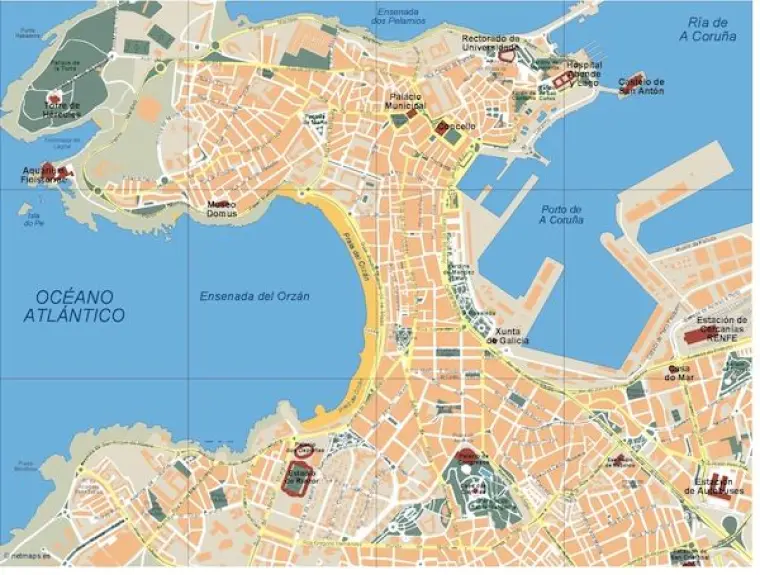 Plano vectorial de A Coruña — con calles