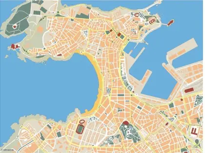 Plano vectorial de A Coruña — mudo