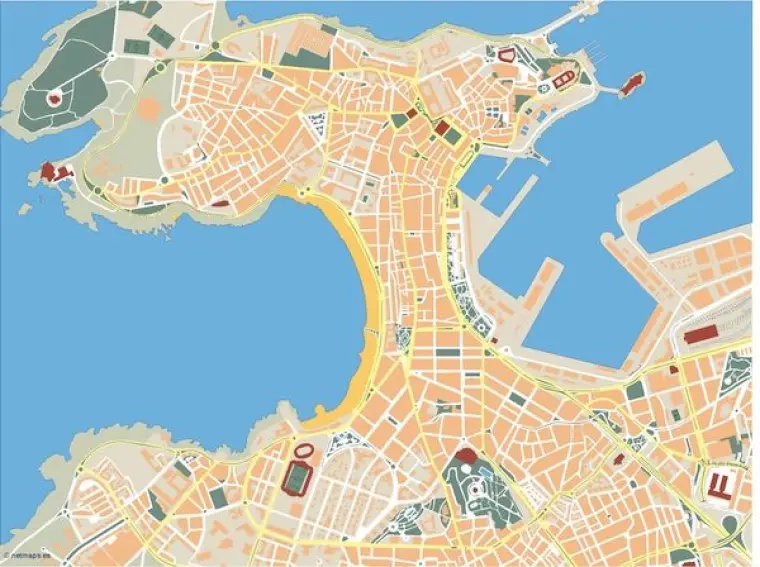 Plano vectorial de A Coruña — mudo