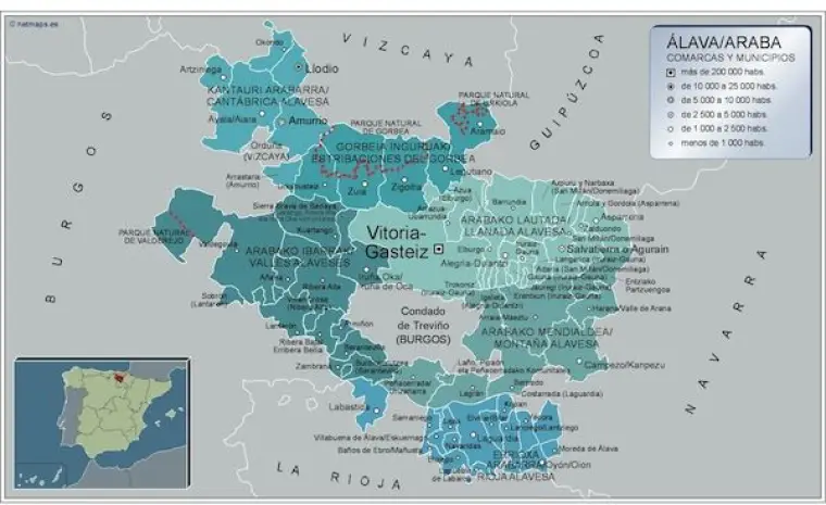 Mapa de municipios de Álava — con nombres