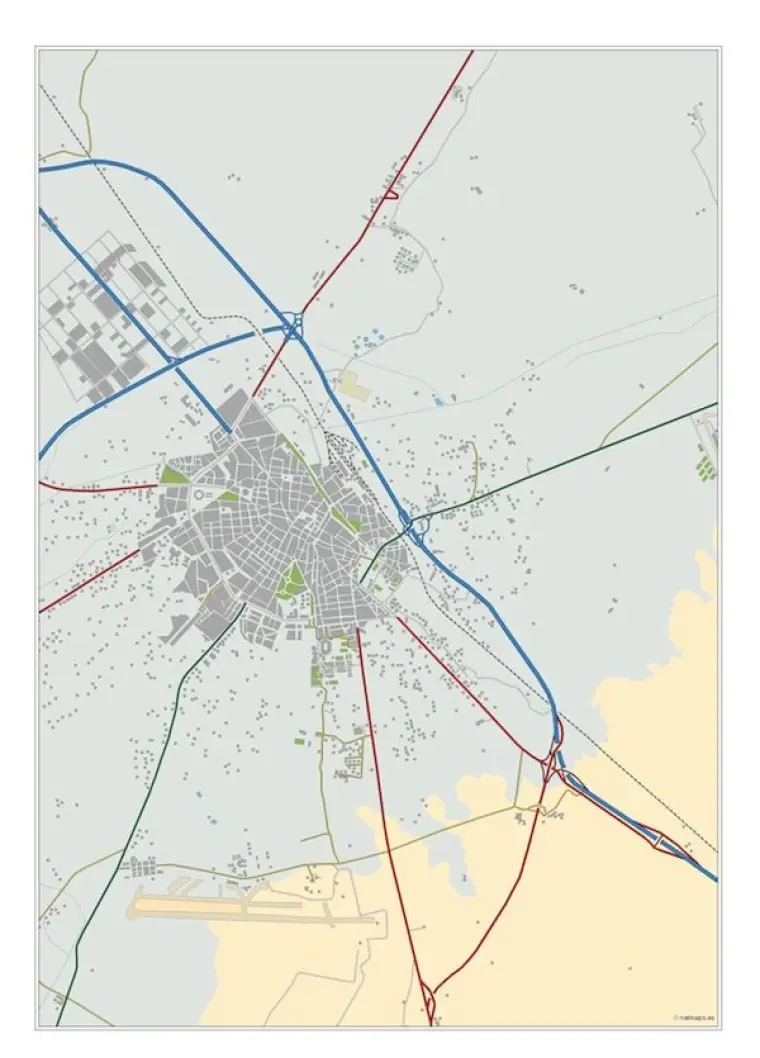 Mapa del área metropolitana de Albacete — mudo