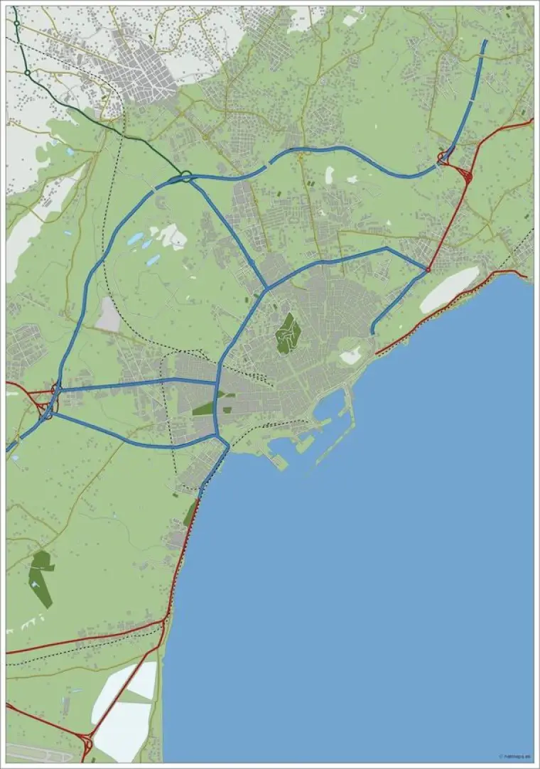 Mapa del área metropolitana de Alicante — mudo