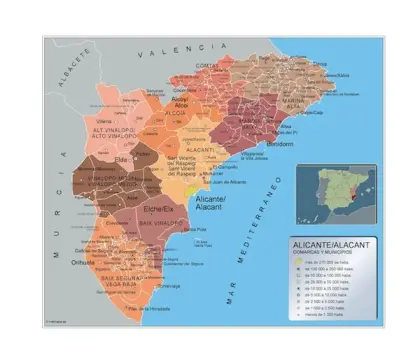Mapa de municipios de Alicante — con nombres