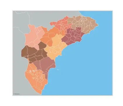 Mapa de municipios de Alicante — mudo