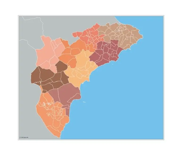 Mapa de municipios de Alicante — mudo