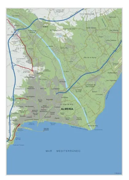 Mapa del área metropolitana de Almería — vectorial