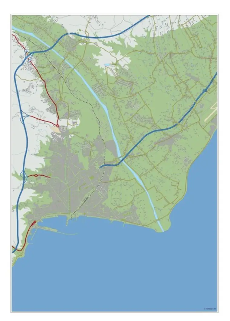 Mapa del área metropolitana de Almería — mudo