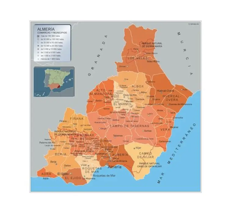 Mapa de municipios de Almería — con nombres
