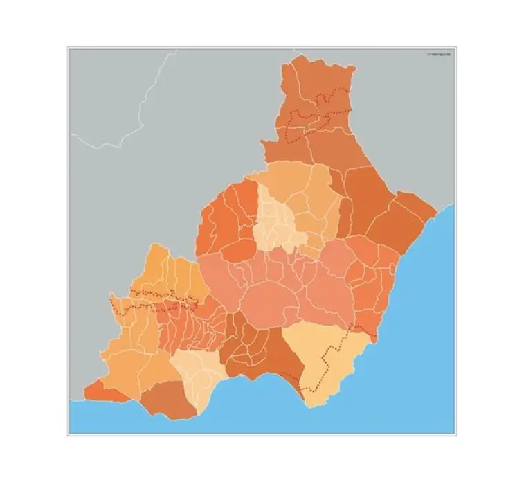 Mapa de municipios de Almería — mudo