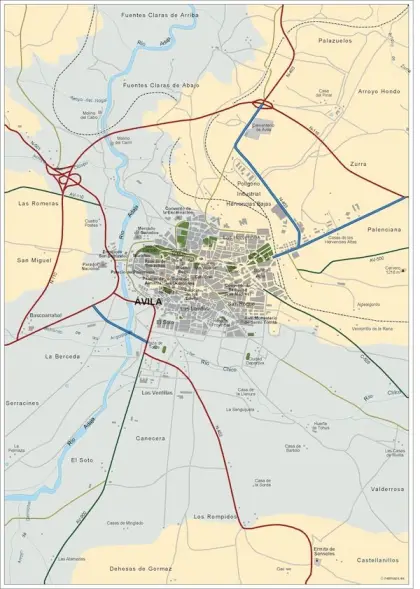 Mapa del área metropolitana de Ávila — vectorial