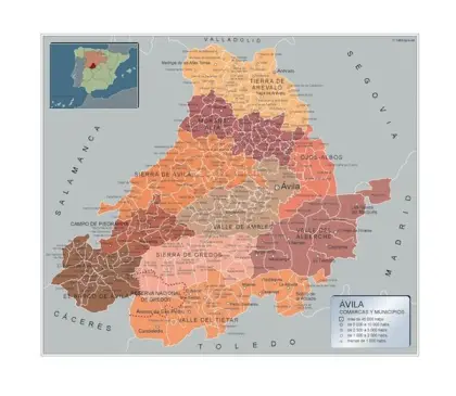 Mapa de municipios de Ávila — con nombres