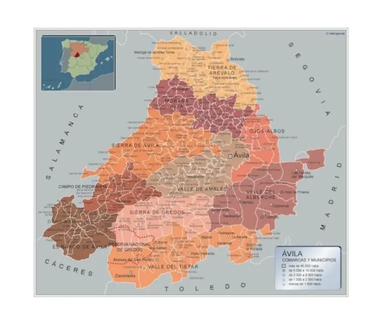 Mapa de municipios de Ávila — con nombres