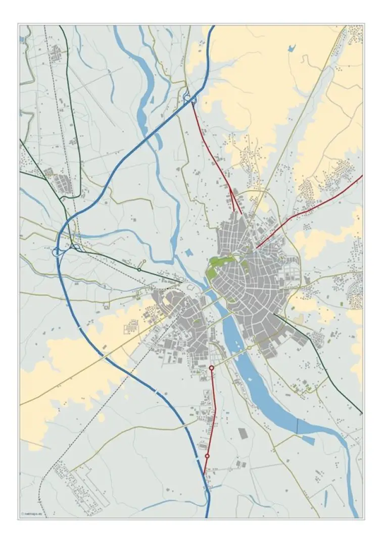 Mapa del área metropolitana de Badajoz — mudo
