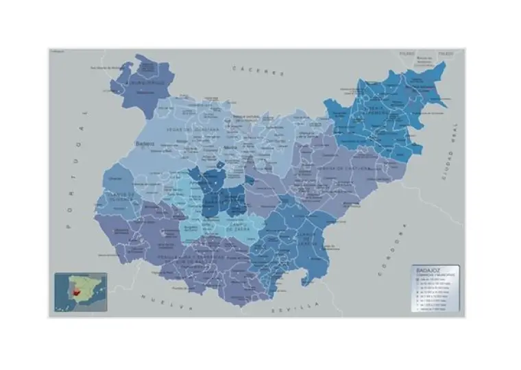 Mapa de municipios de Badajoz — con nombres