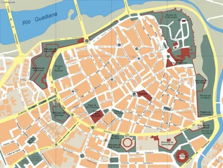 Plano vectorial de Badajoz — con calles