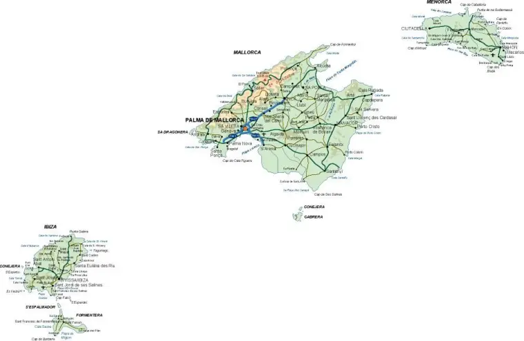 Mapa vectorial de Islas Baleares — provincia