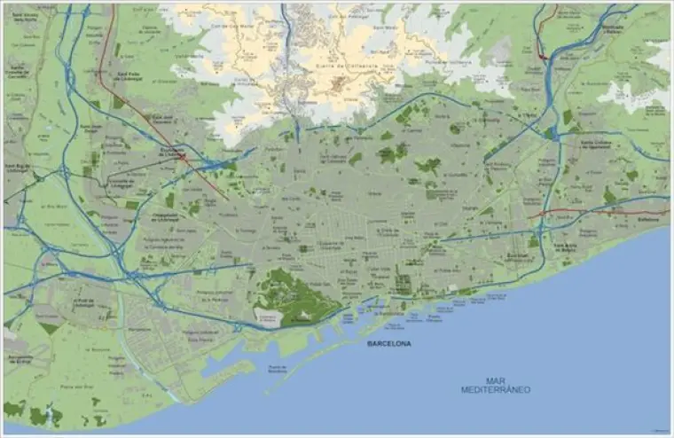 Mapa del área metropolitana de Barcelona — vectorial