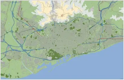Mapa del área metropolitana de Barcelona — mudo