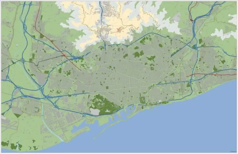 Mapa del área metropolitana de Barcelona — mudo