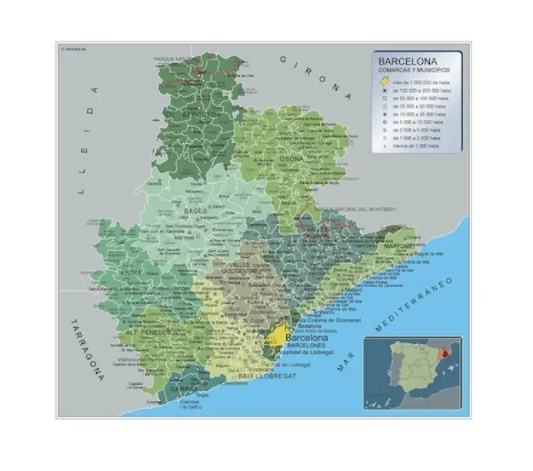 Mapa de municipios de Barcelona — con nombres