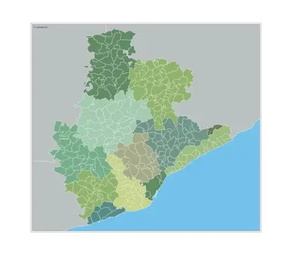 Mapa de municipios de Barcelona — mudo