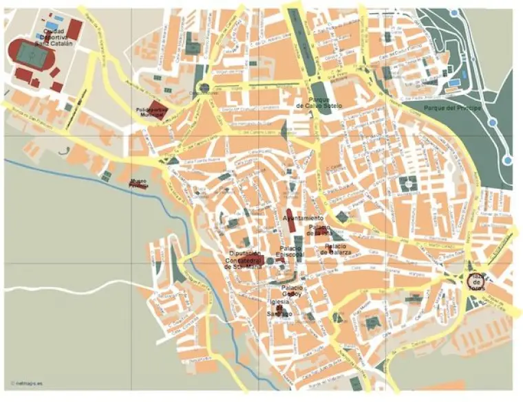Plano vectorial de Cáceres — con calles