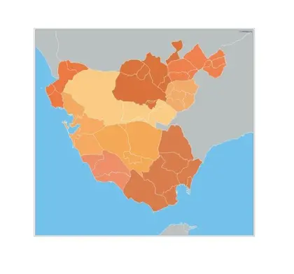 Mapa de municipios de Cádiz — mudo