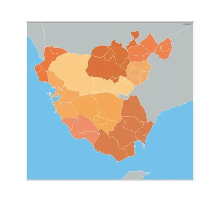 Mapa de municipios de Cádiz — mudo