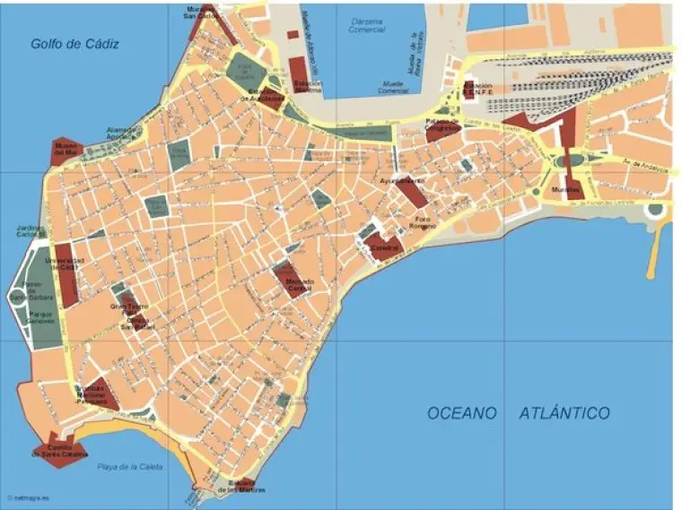 Plano vectorial de Cádiz — con calles