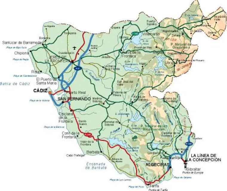 Mapa vectorial de Cádiz — provincia