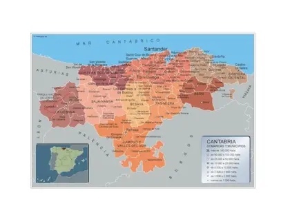 Mapa de municipios de Cantabria — con nombres