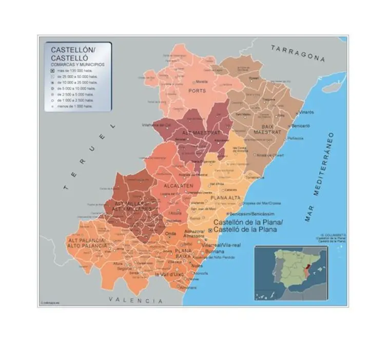 Mapa de municipios de Castellón — con nombres