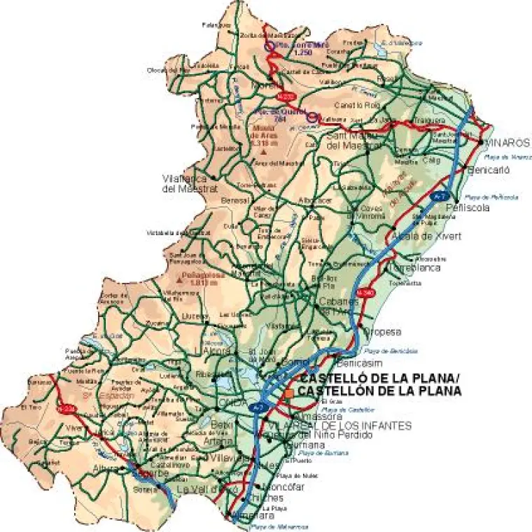 Mapa vectorial de Castellón — provincia