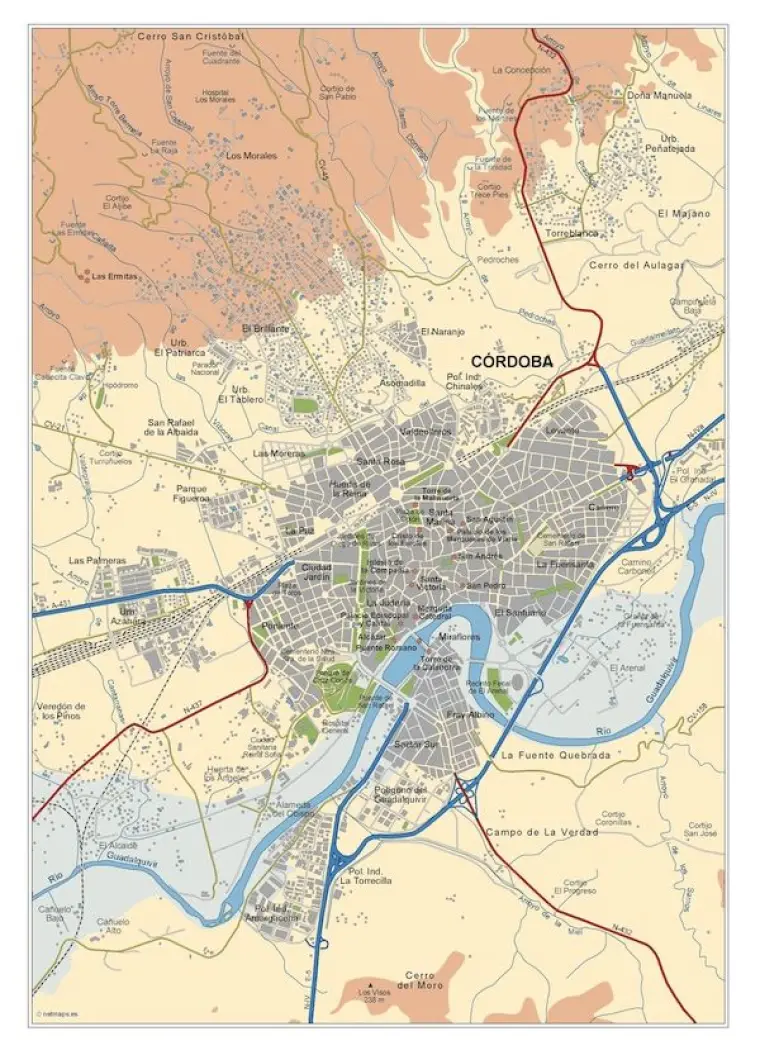 Mapa del área metropolitana de Córdoba — vectorial
