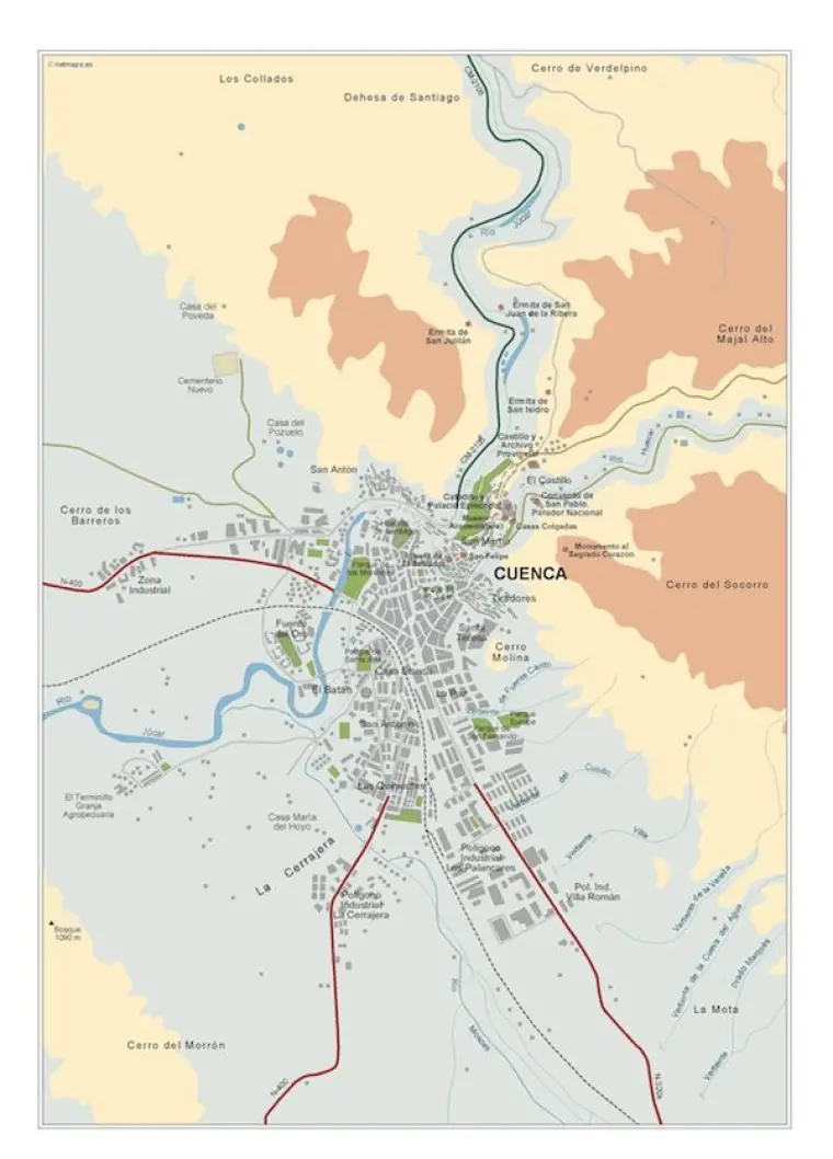 Mapa del área metropolitana de Cuenca — vectorial