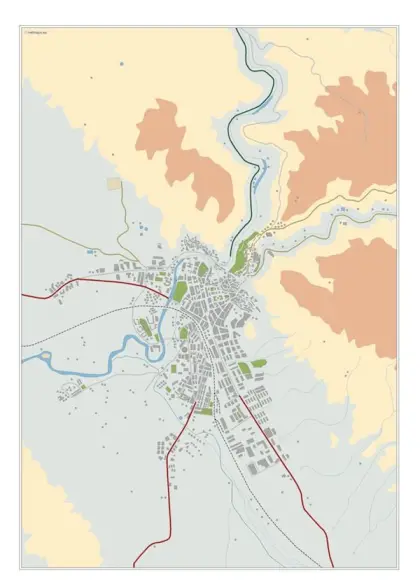 Mapa del área metropolitana de Cuenca — mudo