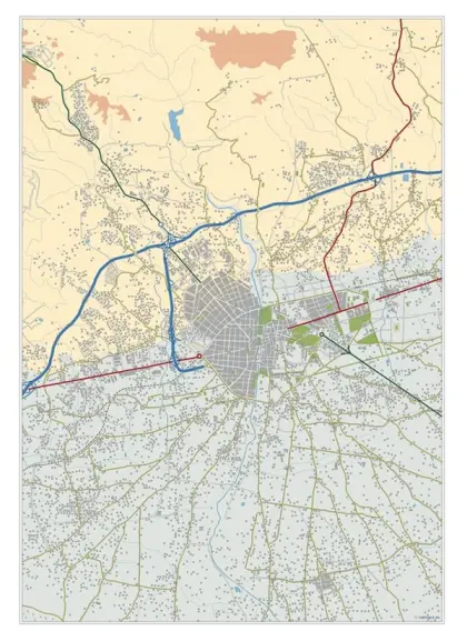 Mapa del área metropolitana de Elche Elx — mudo