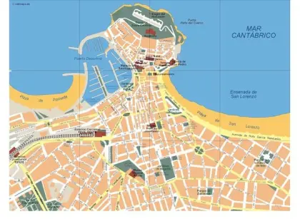 Plano vectorial de Gijon — con calles