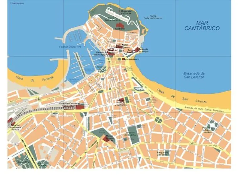Plano vectorial de Gijon — con calles