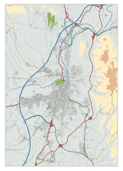 Mapa del área metropolitana de Girona — mudo