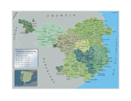 Mapa de municipios de Girona — con nombres