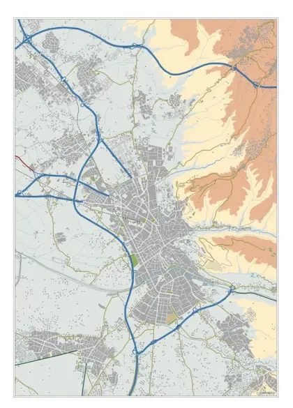 Mapa del área metropolitana de Granada — mudo