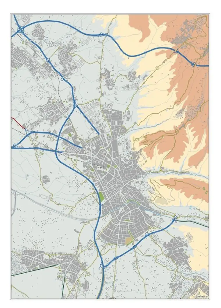 Mapa del área metropolitana de Granada — mudo