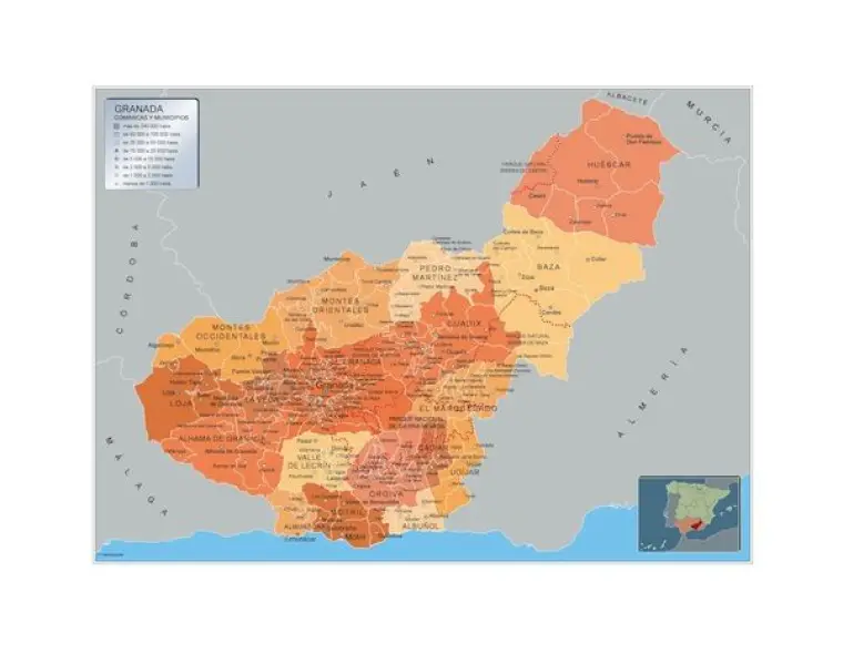 Mapa de municipios de Granada — con nombres