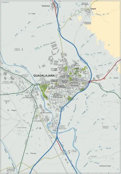 Mapa del área metropolitana de Guadalajara — vectorial