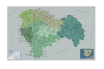 Mapa de municipios de Guadalajara — con nombres